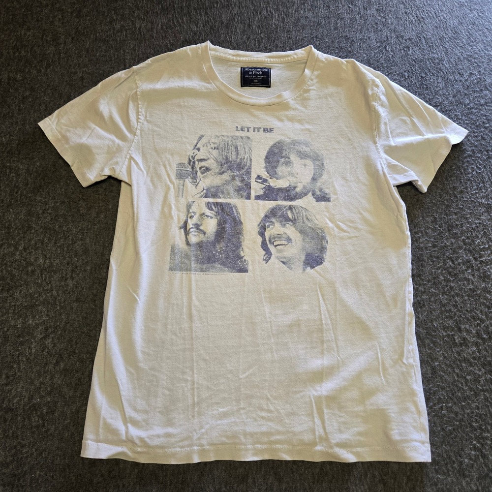 Abercrombie & Fitch The Beatles Let It Be Graphic T-Shirt Mens XS White Band